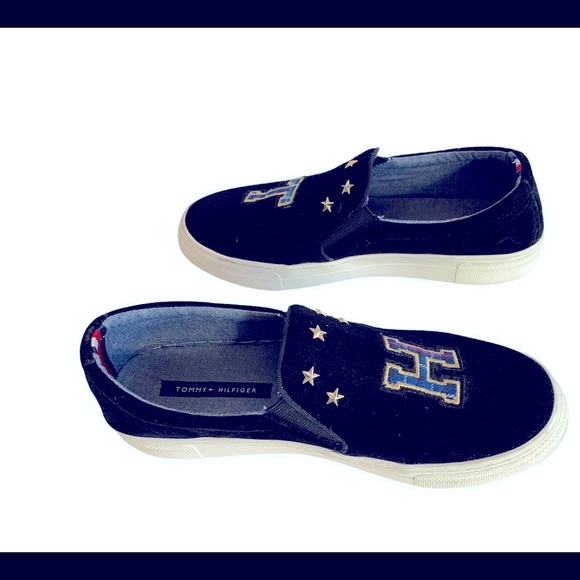 Women’s Tommy Hilfiger Black Velvet Slip Ons Sz 9 - Picture 4 of 8